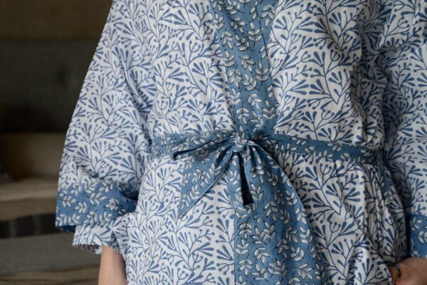 cotton block print robe detail
