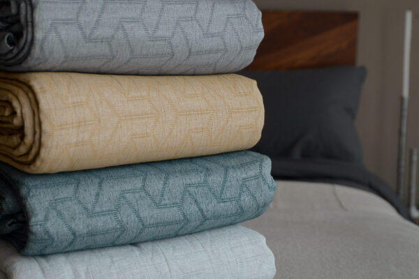 cotton rich bedspreads in dark grey gold petrol and light grey