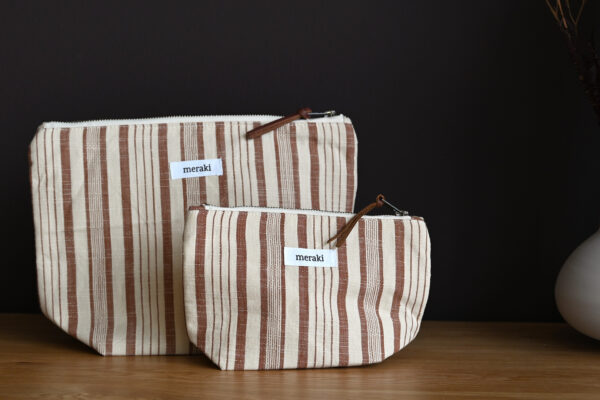 Striped Cotton Toiletry Bags
