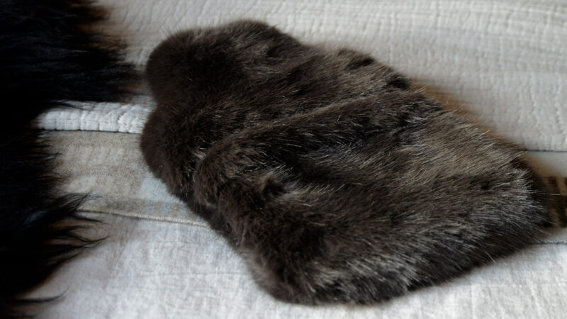 dark warm charcoal faux fur hotwater bottle