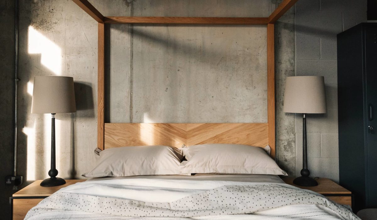 easycare bedding on Kelahm bed with tall bedside lamps