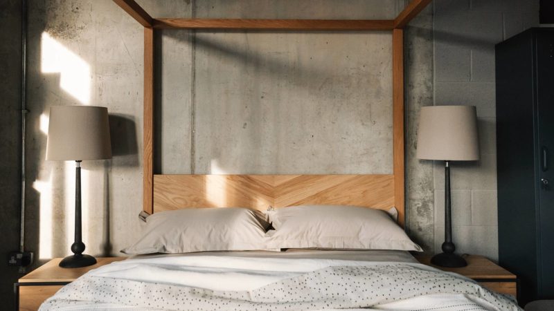 easycare bedding on Kelahm bed with tall bedside lamps