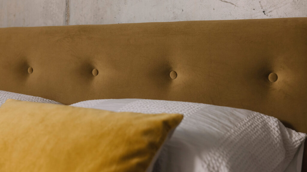 eco velvet upholstered headboard detail