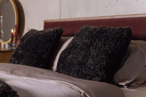 Curly Faux Fur Cushion - Cocoa