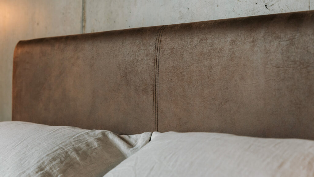 faux leather look fabric detail