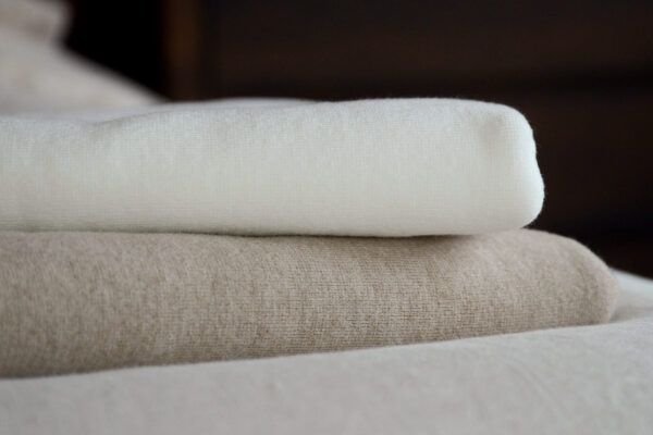 fine knit blanket stack close up detail