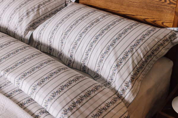 Floral Stripe Cotton Duvet Cover Set