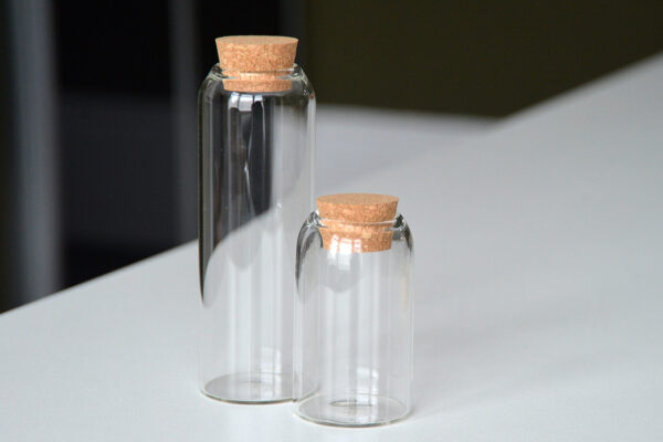 glass jar with cork stopper