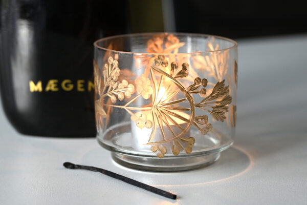 Glass & Gold Floral Candleholder