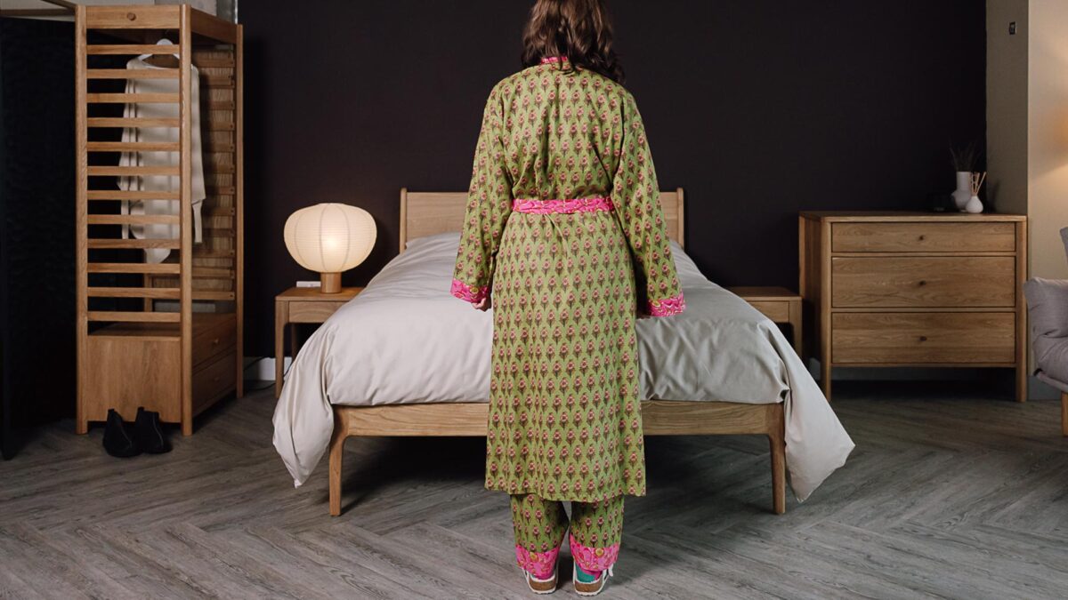Bright Green & Pink Floral Robe | Natural Bed Company