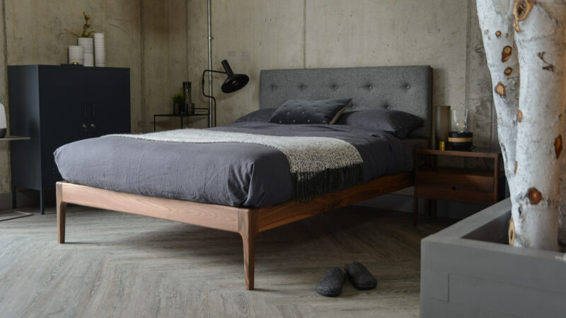 grey bedroom bloomsbury bed with slate linen bedding
