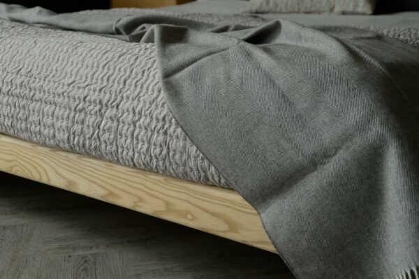 grey herringbone merino bed runner