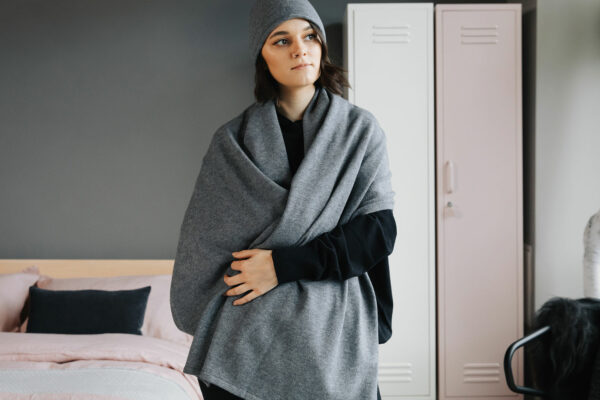 knitted grey scarf and hat 1920