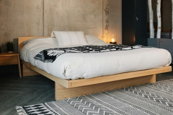 kyoto bed with headboard linen bedding