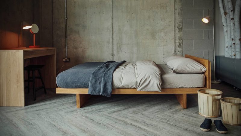 kyoto low oak bed side organic bedding