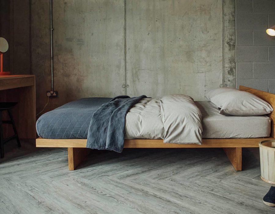 kyoto low oak bed side organic bedding