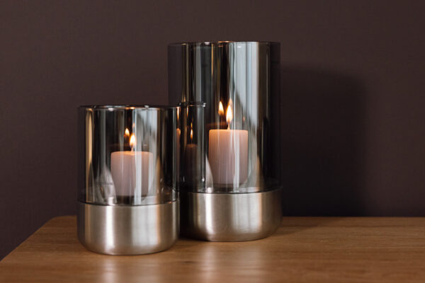 Stainless Steel & Glass Candleholders