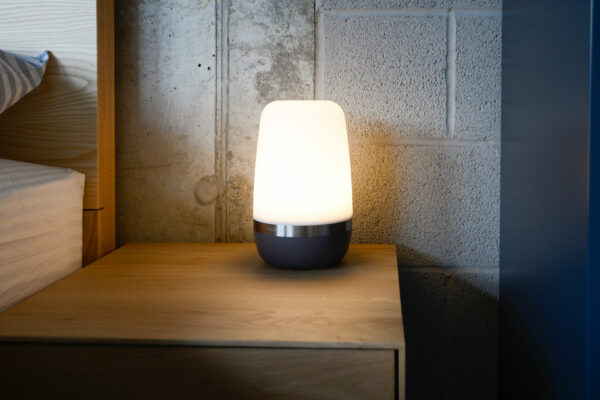 large grey bedside lamp