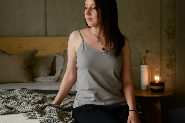 light grey spaghetti strap top