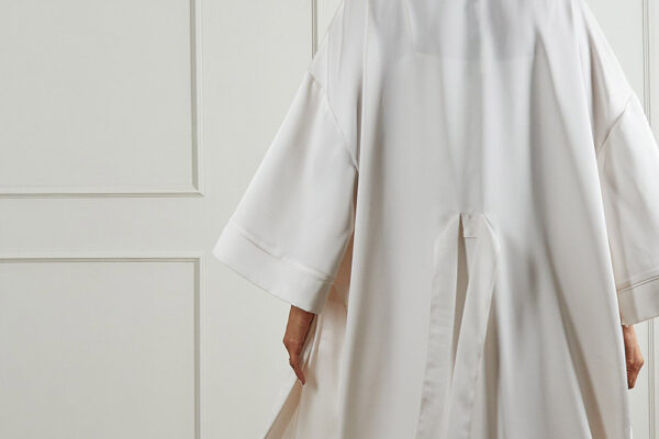luxury elegant robe in ivory portrait