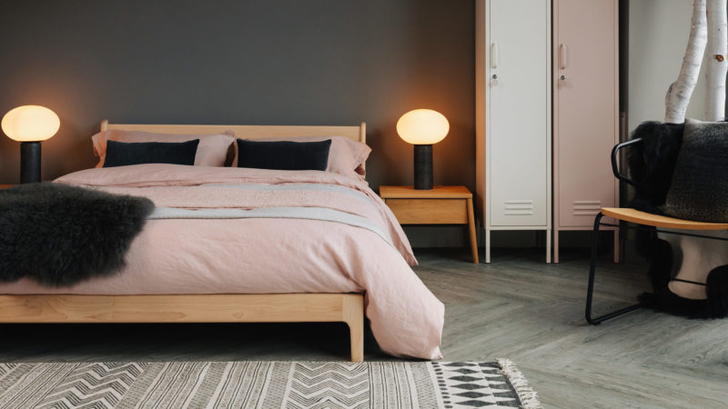 maple pimlico with pink bedding and air bedside tables