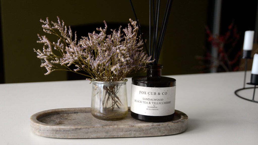 marble tray with fox cub co diffuser