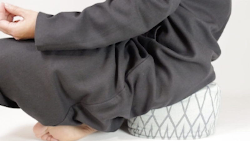 meditation cushion in use