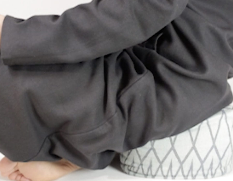 meditation cushion in use