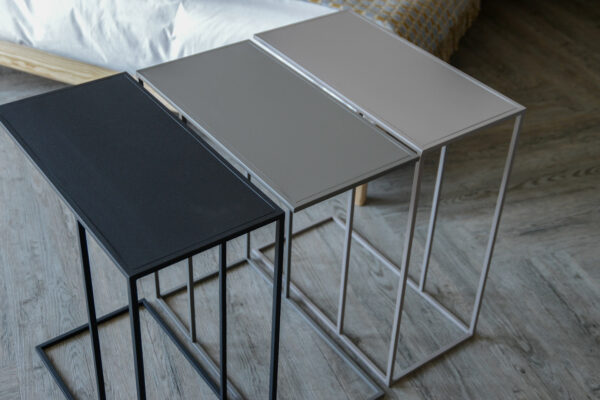 metal laquered side tables