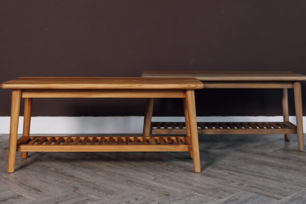 Mid-Century Slatted Storage Bench