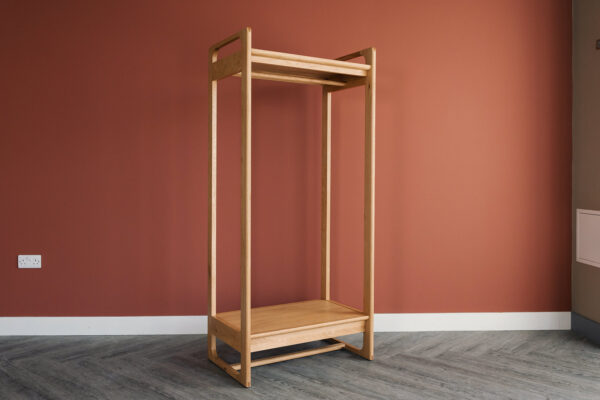 mid century look oak clothes rail