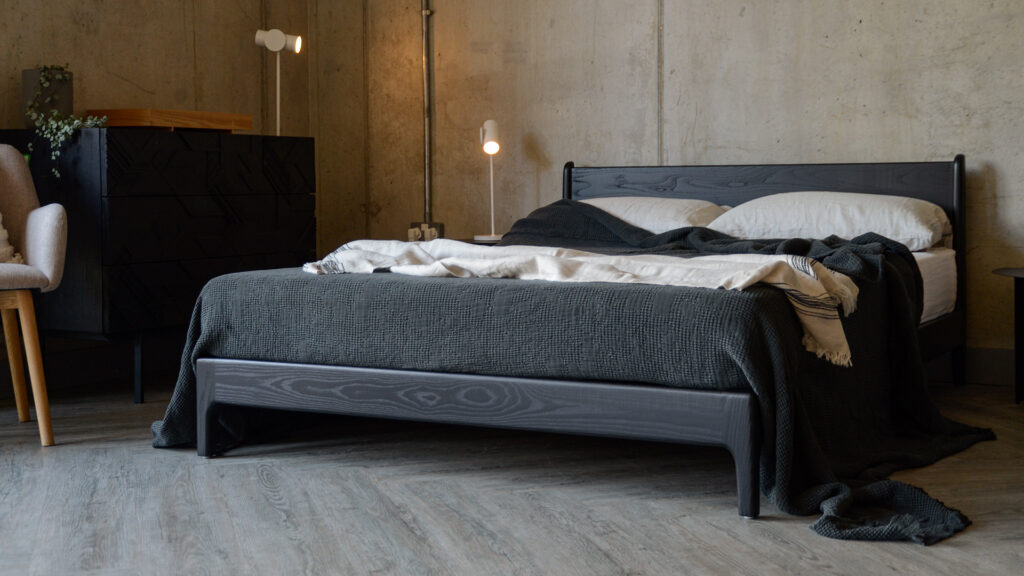 mid century style low bed black Pimlico 23