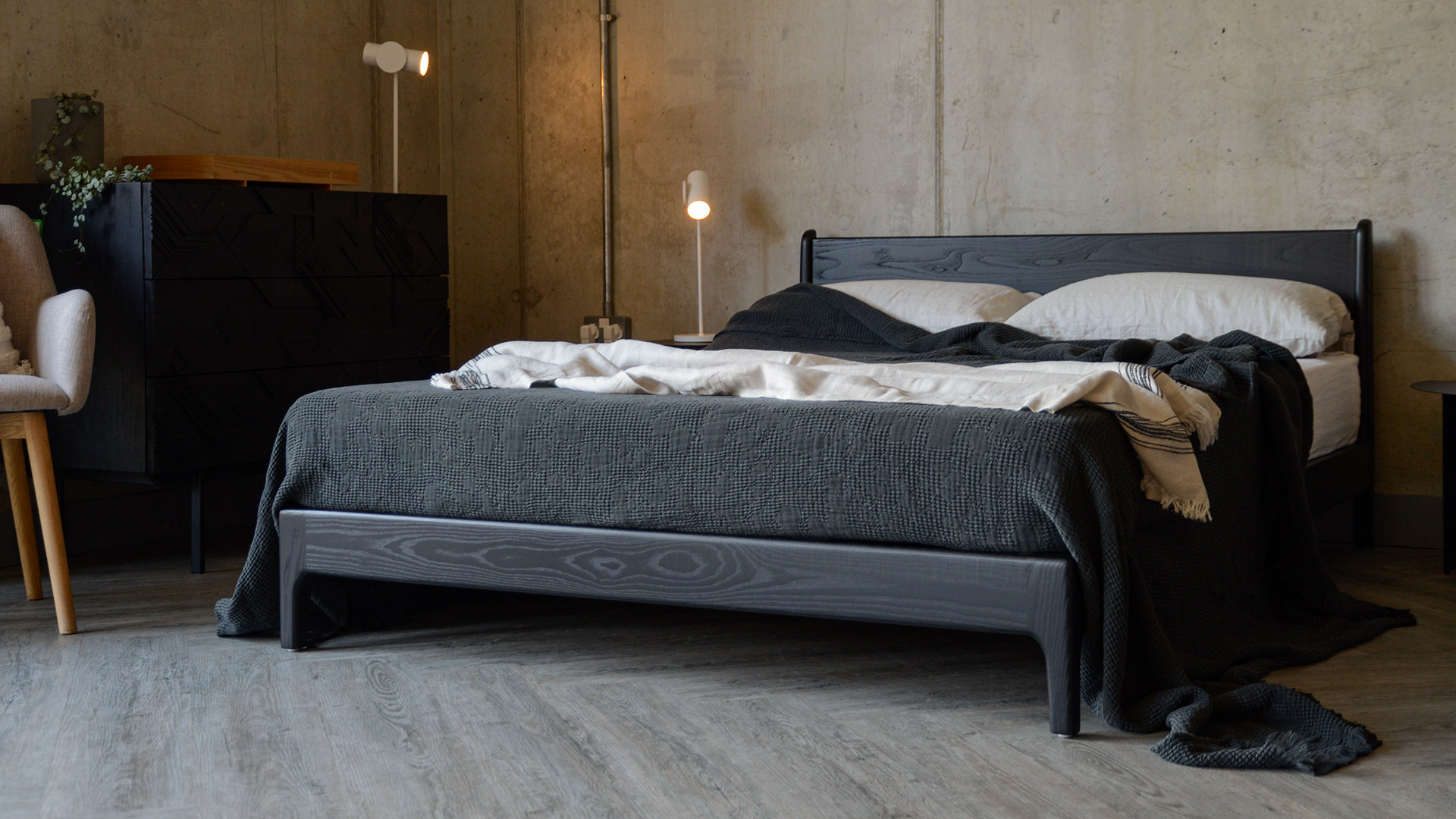 mid century style low bed black Pimlico 23