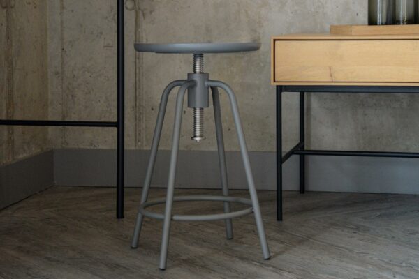 mid grey adjustable metal stool