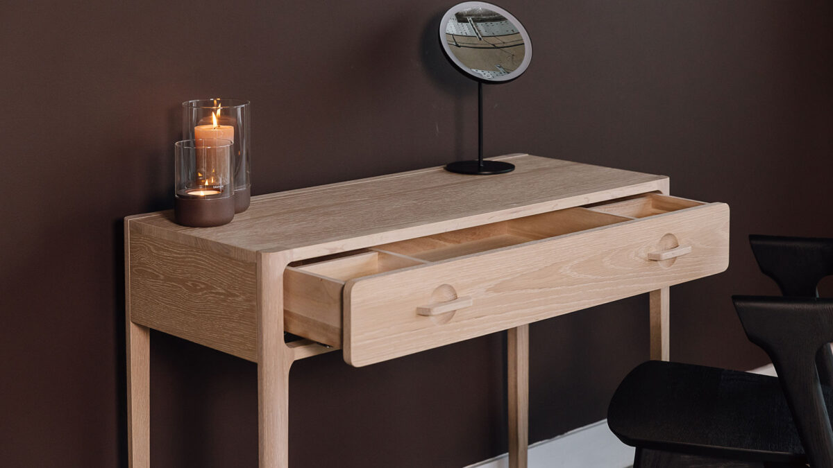 Solid Oak Slimline Console or Dressing Table - Natural Bed Company