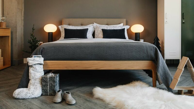 monochrome christmas look blooomsbury bed 1