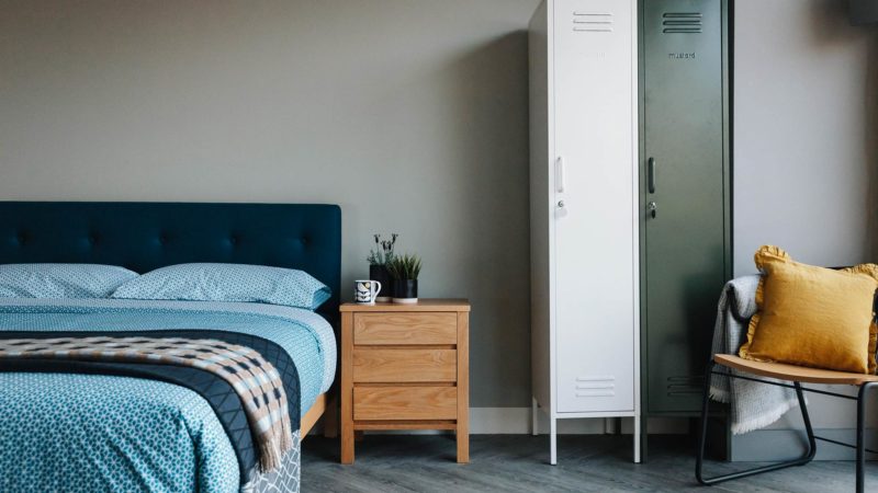 mustard lockers and 3 drawer shaker bedside unit