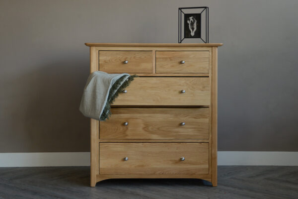 oak 5 drawer chest of drawers 1920