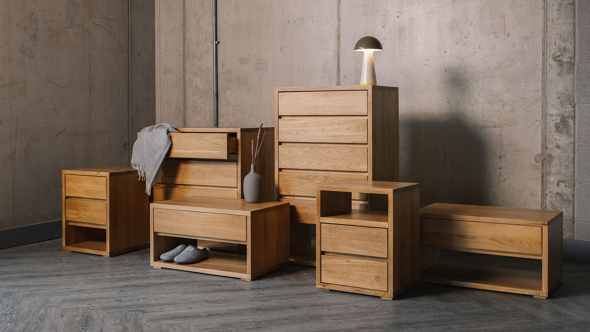 oak Cube range with accessories