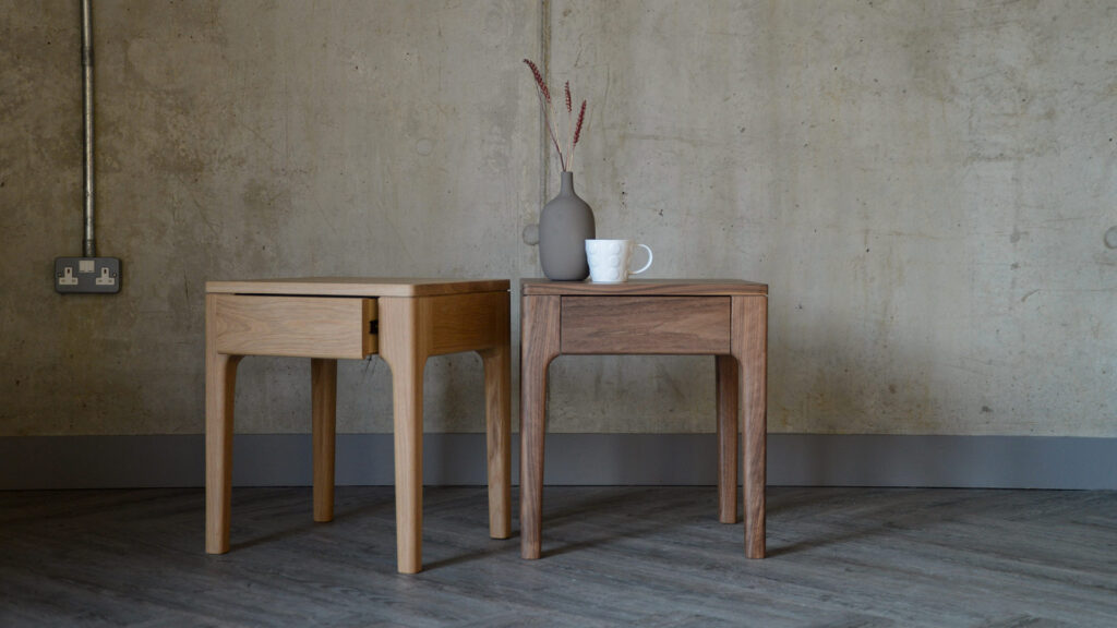 oak and walnut Camden bedside tables