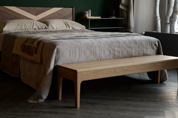 oak camden bench with bold chevron hoxton bed