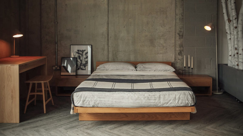 oak kyoto with headboard blacklotus low cube units
