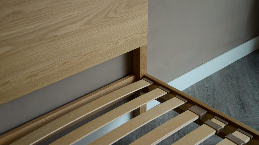 oak malabar headboard and side rail corner slats