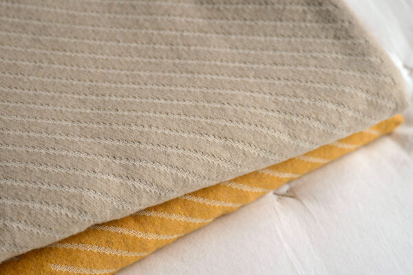 ochre and cream or beige and ivory striped bedspreads 1