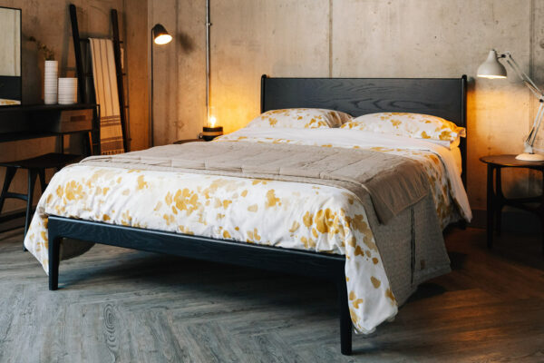 ochre and ivory duevt set on black oak camden