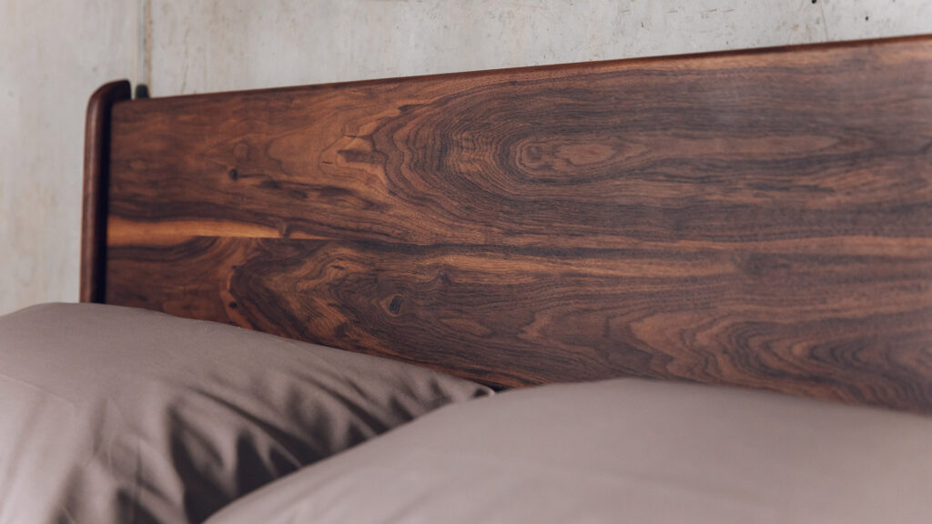 oiled walnut bed Camden headboard detail