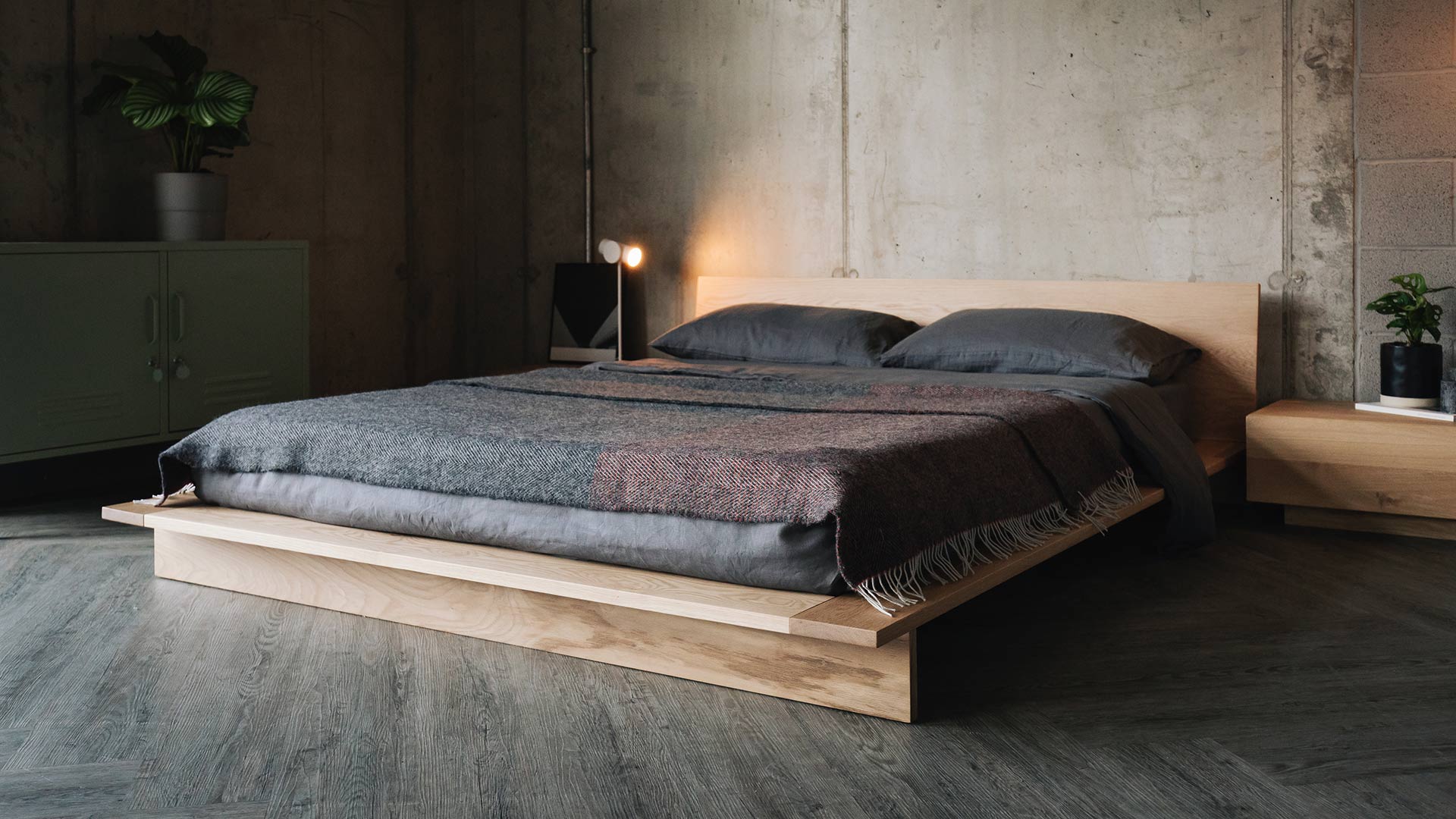 orange and grey knitted throw on oak Oregon