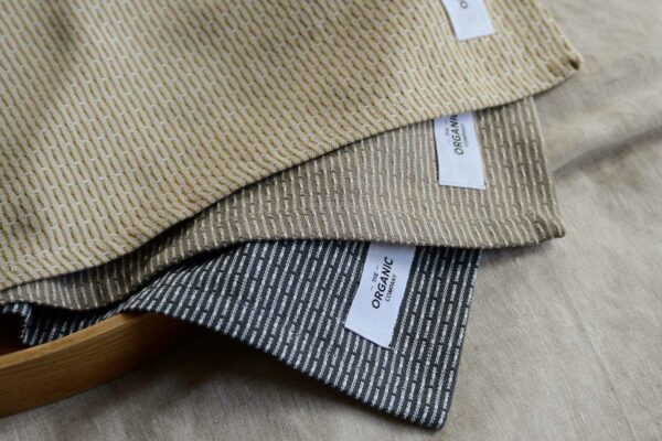 organic company cotton cloth set corner close up