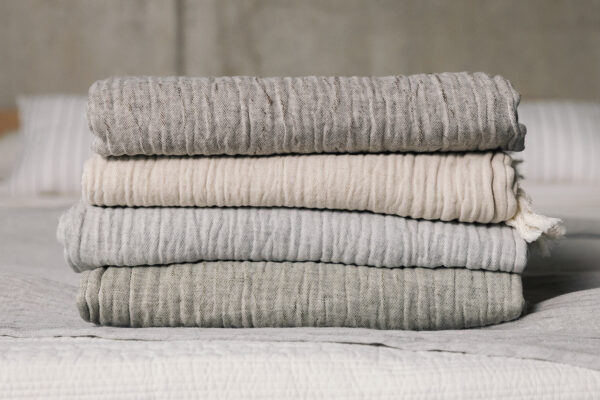 organic cotton blend crinkle texture throws