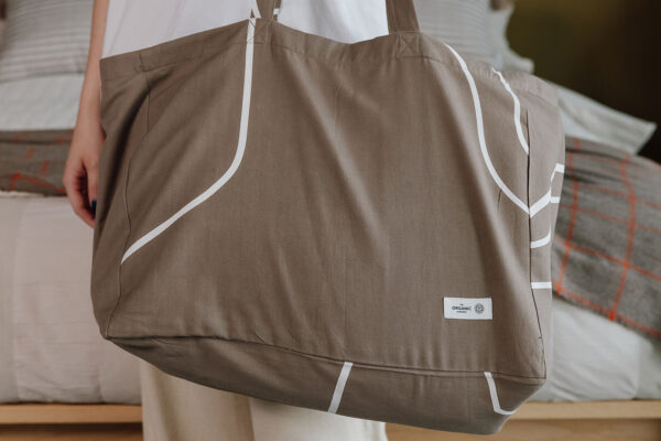Large Organic Cotton Tote Bag - Linear Design